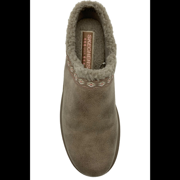 Skechers Shindigs Clogs with Faux Sherpa Lining Comfy Hour Taupe - Medium - Picture 3 of 3